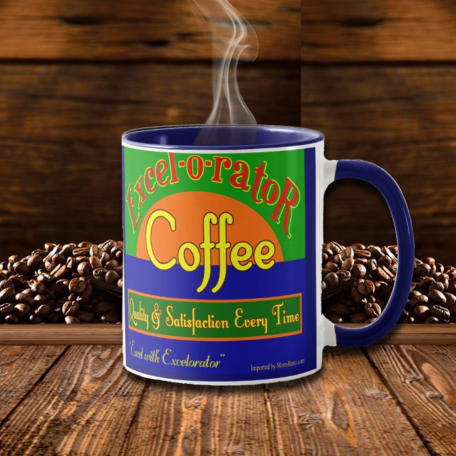 Excelorator Café Retro Étiquette Art Mug (Excelorator Retro Funny Coffee Mug)