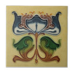 Exceptional English Art Nouveau Floral c1900 Repro Tile<br><div class="desc">This outstanding art nouveau tile is a copy of a hand-painted original circa 1895 moulded tube-lined tile from our personal collection. Makes a very nice kitchen, bath, shower, or laundry room wall tile, backsplash, border, or even a fireplace surround. Art Nouveau tiles are highly collectable and make great wall and...</div>