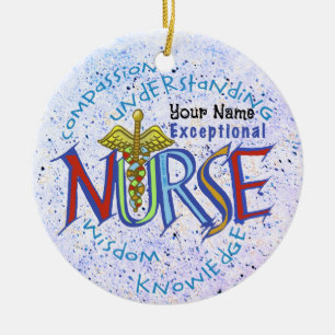 Exceptional nurse motto  ceramic ornament