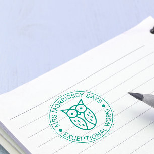 Exceptional Work Owl Teachers Personalized Self-inking Stamp