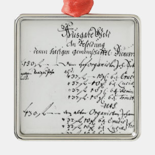 Excerpt from J.S. Bach's salary payment Metal Ornament
