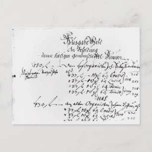 Excerpt from J.S. Bach's salary payment Postcard