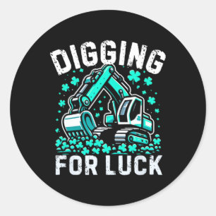 Excevator St Patricks Day Boys St Pats Constructio Classic Round Sticker