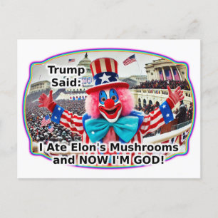 Excited Clown top hat Postcard