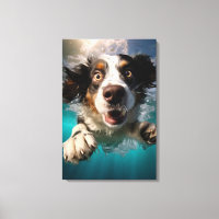 Excited Dog Swimming Underwater Design