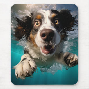 Excited Dog Swimming Underwater Design Mouse Pad