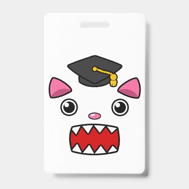 Excited Graduation Cat Badge (Front)