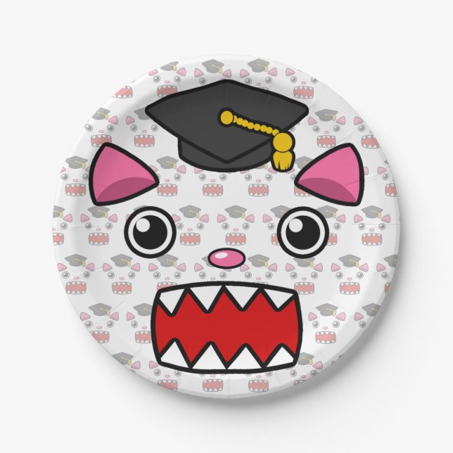 Excited Graduation Cat Paper Plate (Front)