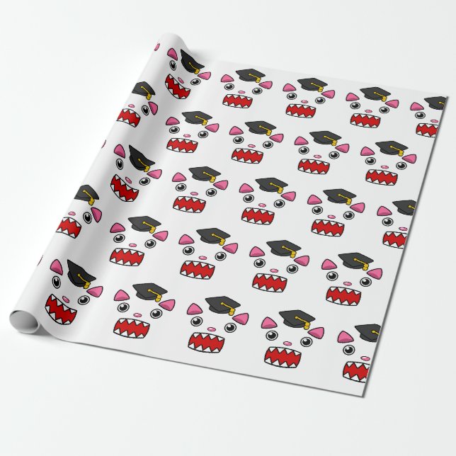 Excited Graduation Cat Wrapping Paper (Unrolled)