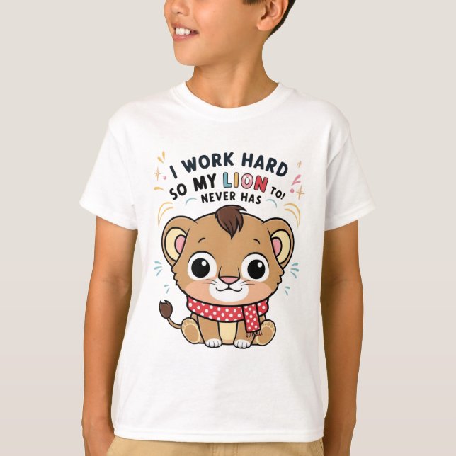 Excited Lion – Joyful Jumping Lion Cub T-Shirt (Front)