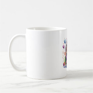 Excited Old Lady Birthday Cake Art Coffee Mug