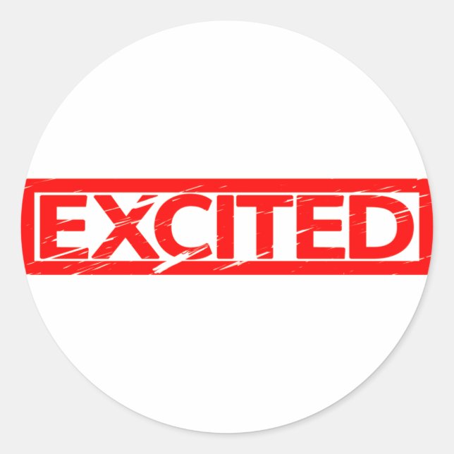 Excited Stamp Classic Round Sticker (Front)
