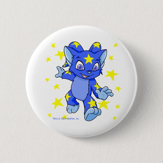 Excited Starry Acara with star burst 2 Inch Round Button (Front)
