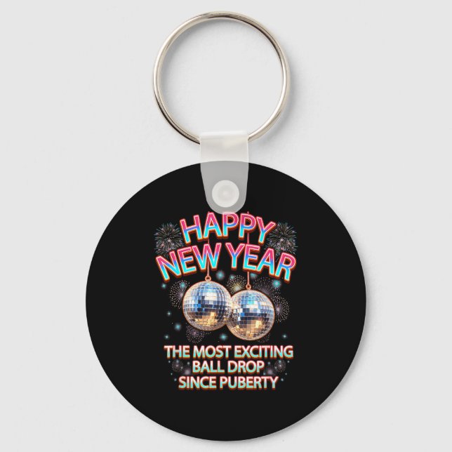 Exciting Ball Drop Since-puberty Happy New Year Di Keychain (Front)
