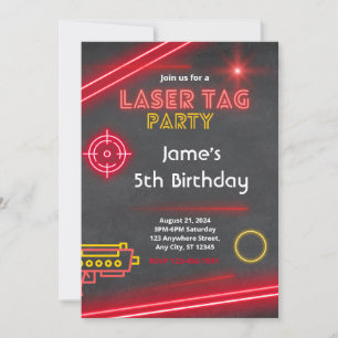 Exciting Laser Tag Party Birthday Invitation