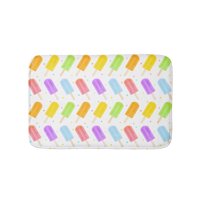 Exciting Tasty Summer Watercolour Popsicle Pattern Bath Mat (Front)