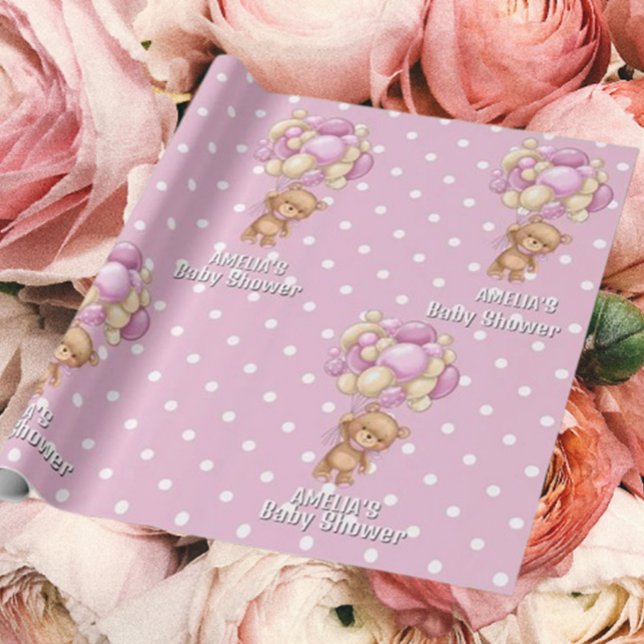 Exciting Teddy Bear Baby Shower  Wrapping Paper (Transform your gifts into delightful surprises with our adorable teddy bear wrapping paper! )