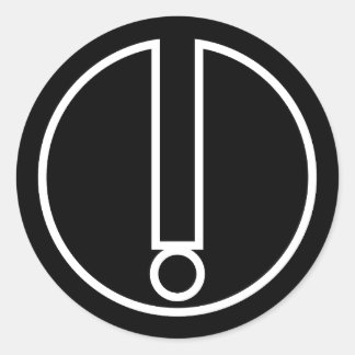Exclamation mark Symbol in black circle Classic Round Sticker