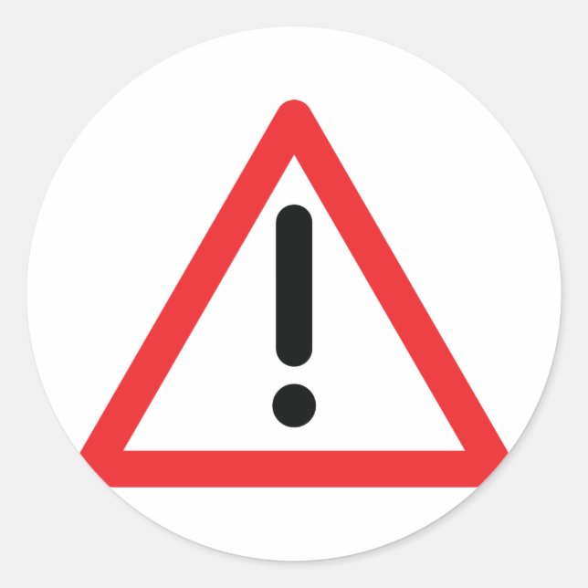 exclamation mark traffic icon classic round sticker (Front)