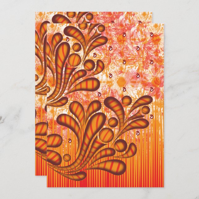 Exclusive Abstract Flower Art  Invitation (Front/Back)