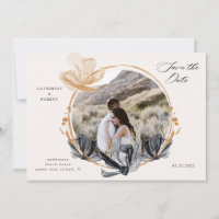 Exclusive Black Gold Floral Save The Date