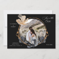Exclusive Black Gold Floral Save The Date