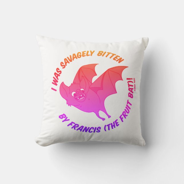 Exclusive Francis (the Fruit Bat) Throw Pillow (Front)