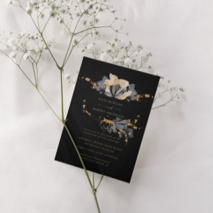 exclusive gold black floral wedding invitation