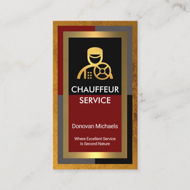 Exclusive Gold Chauffeur's Frame Driver Business Card (Front)