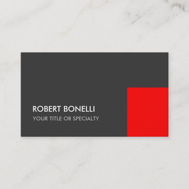 Exclusive Grey Red Unique Elegant Standard Business Card (Front)