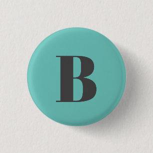 Exclusive Light Teal Grey Monogram Initial Letter 1 Inch Round Button