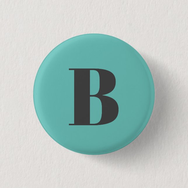 Exclusive Light Teal Grey Monogram Initial Letter 1 Inch Round Button (Front)