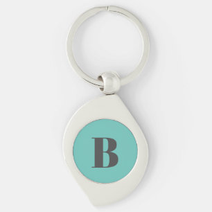 Exclusive Light Teal Grey Monogram Initial Letter Keychain