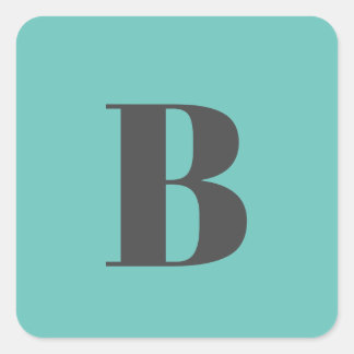Exclusive Light Teal Grey Monogram Initial Letter Square Sticker