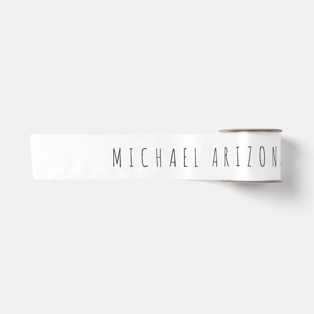 Exclusive Personal Modern Add Name Minimalist Satin Ribbon (Front)