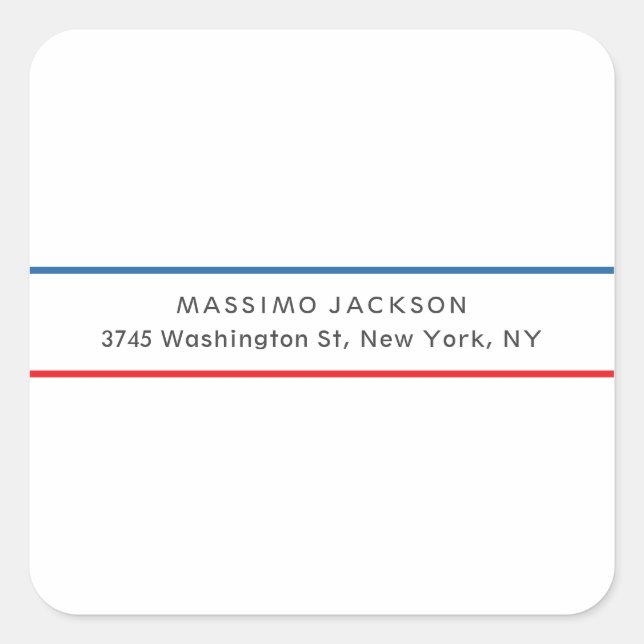 Exclusive Personal Modern Blue Red White Square Sticker (Front)