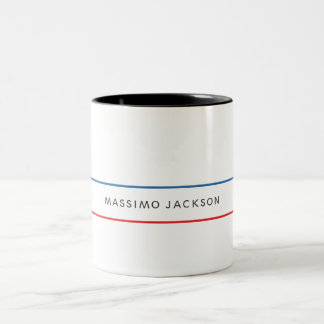 Exclusive Personal Modern Blue Red White Two-Tone Coffee Mug