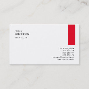 Exclusive Red White Modern Minimalist Plain Business Card