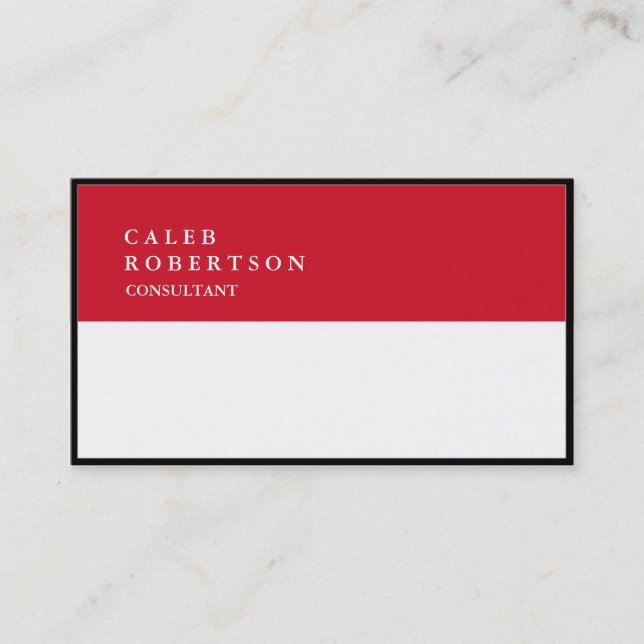 Exclusive Special Black Border Red White Trendy Business Card (Front)