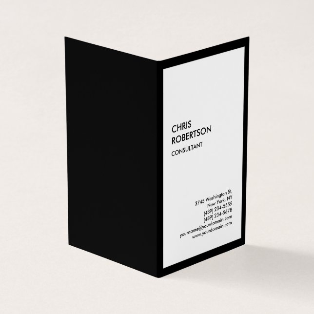 Exclusive Special Black Border White Modern Unique Business Card (Outside)
