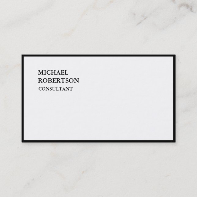 Exclusive Special Plain Black White Trendy Business Card (Front)