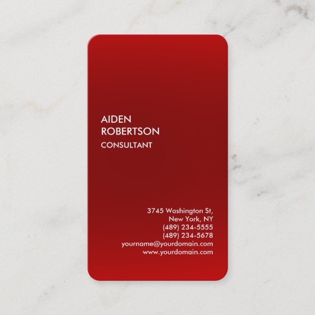 Exclusive Special Red Grey Modern Unique Business Card (Front)