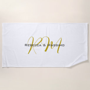 Exclusive Unique Gold Colour Monogram Modern Name Beach Towel