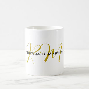 Exclusive Unique Gold Colour Monogram Modern Name Coffee Mug