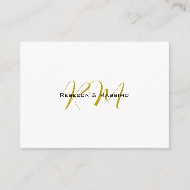 Exclusive Unique Gold Colour Monogram Modern Name Enclosure Card (Front)