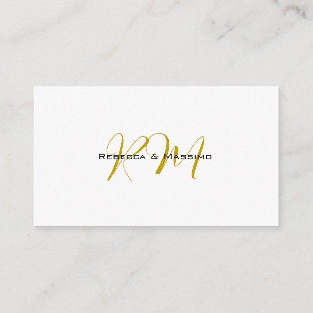 Exclusive Unique Gold Colour Monogram Modern Name Enclosure Card (Front)