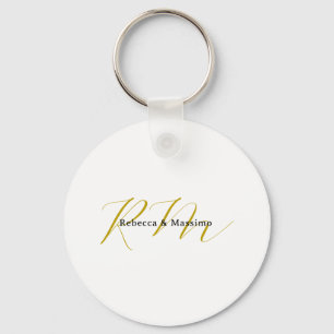 Exclusive Unique Gold Colour Monogram Modern Name Keychain