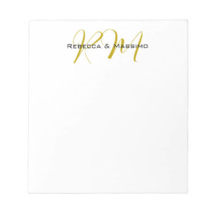 Exclusive Unique Gold Colour Monogram Modern Name Notepad