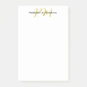 Exclusive Unique Gold Colour Monogram Modern Name Post-it Notes