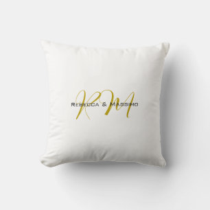 Exclusive Unique Gold Colour Monogram Modern Name Throw Pillow